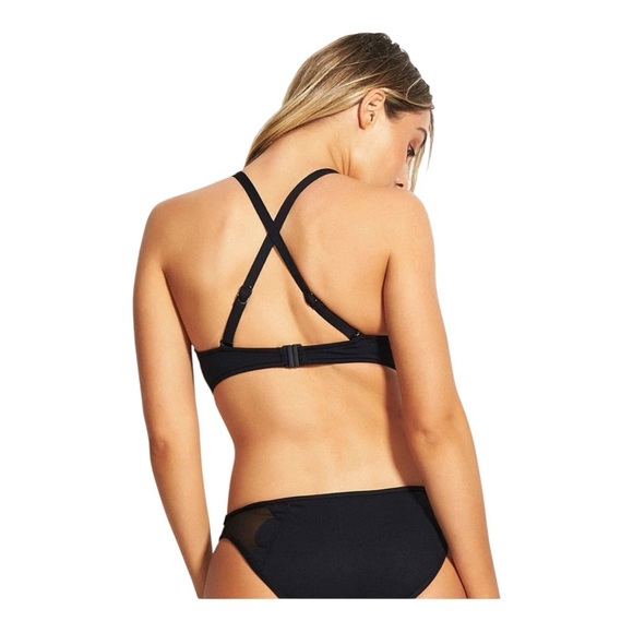 Seafolly Petal Edge triangle D cup bikini top in black NWT - Picture 7 of 9